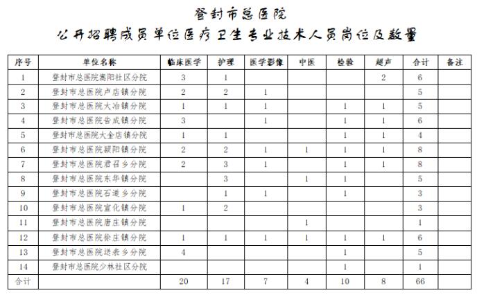 2021年河南登封市總醫(yī)院招聘校醫(yī)和成員單位醫(yī)療衛(wèi)生專業(yè)技術(shù)人員209人公告